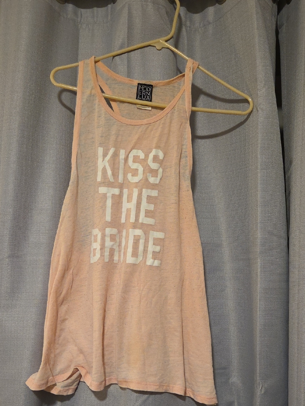 Modern Lux Peach Pink 'Kiss the Bride' Racerback Tank